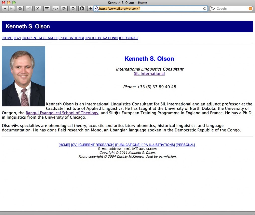 Olson Ken Olson's Webpage on SIL.org