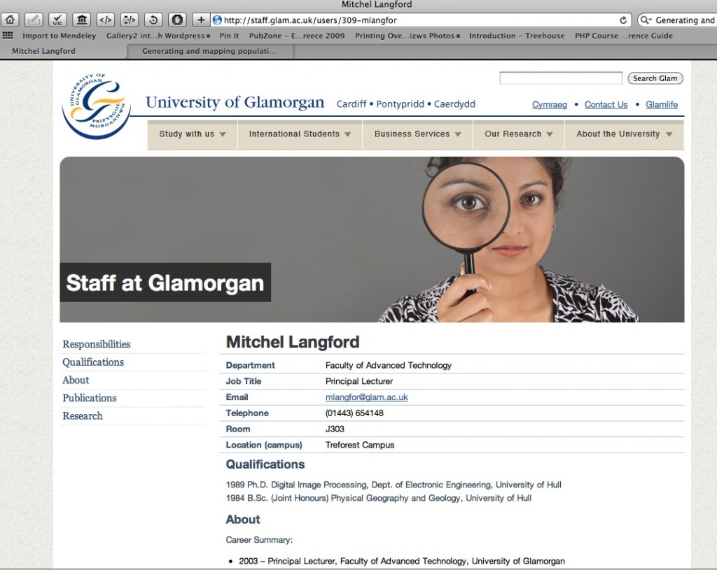 Mitchel Langford at the University of Glamoregan Mitchel Langford at the University of Glamoregan