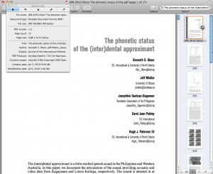 Using Preview on OS X to look at the embedded meta-data of a PDF from Cambridge Journals and the Journal of the International Phonetic Association