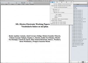 Using Preview on OS X to look at the embedded meta-data of a PDF prepared by SIL - Mexico Branch