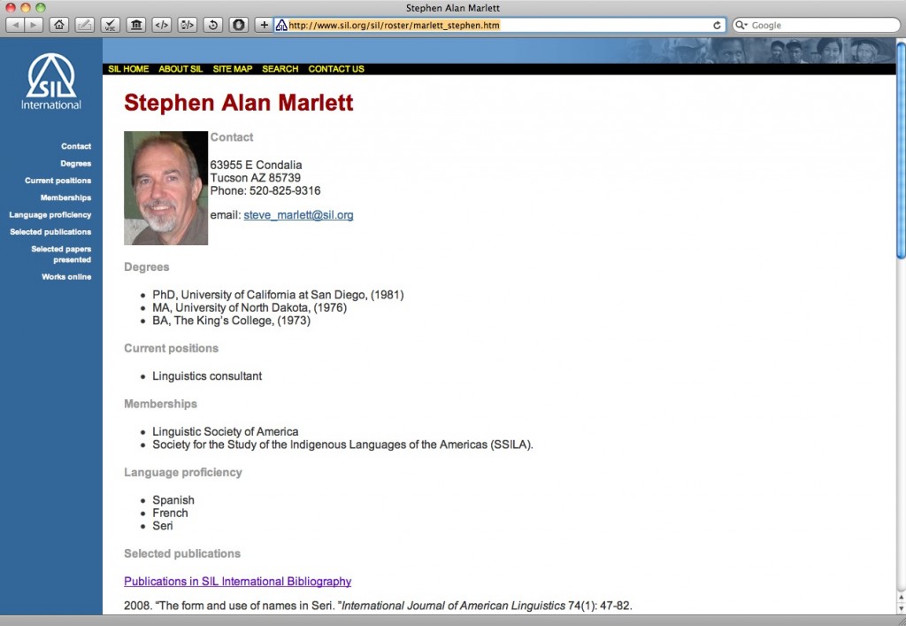 Steve Marlett's Roster Profile on SIL.org