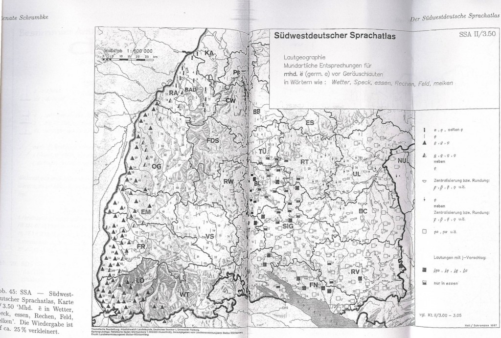 Map Showing Phonetic variation for the Black Forest Area