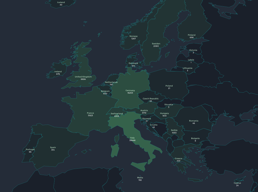 European migration destinations from Nigeria. via lucify.com.